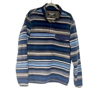 Southern Grit Western Blue Gray Stripe Snap Fleece Pullover Mens Small